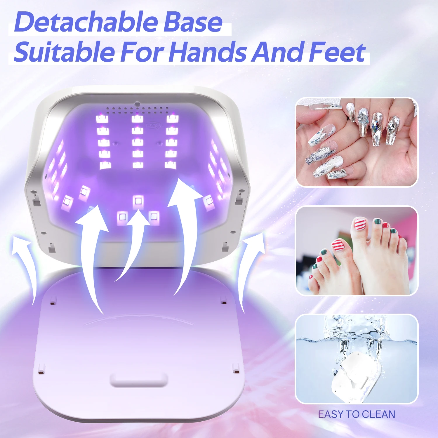 80W UV LED Nail Lamp With 4 Timers Setting Wireless 36LEDS Nail Dryer For Curing All Gel Nail Polish Home Manicure Salon Use