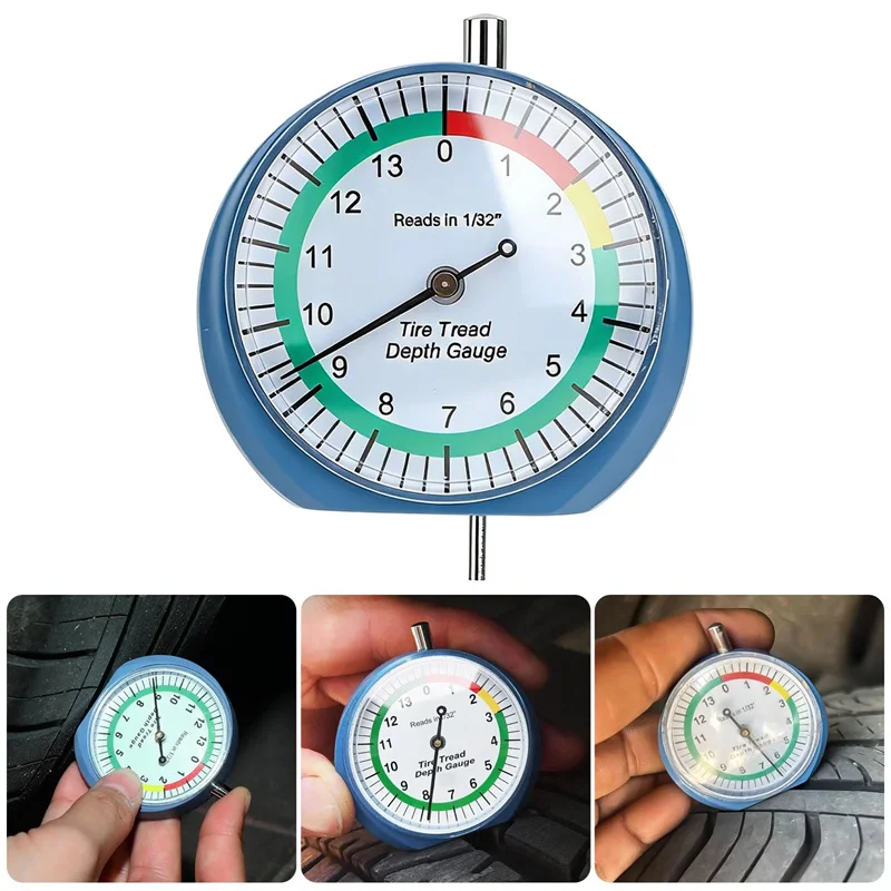 

Tire Tread Depth Gauge Dial Type Tire Tread Depth Gauge Professional For Motorcycle Car Truck & Bus Easy Reading Dial