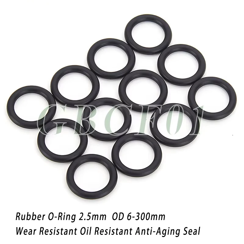 

NBR Rubber O-Ring Wire diameter 2.5mm Outer diameter 6-300mm Wearproof Oilproof Anti-Aging Nitrile Rubber seal Anti-aging