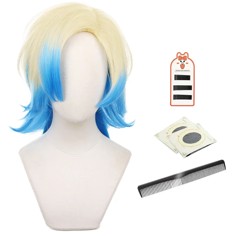 Blue Lock Manga Anime Cosplay Wig Kaiser No.10 Bastard Munchen Football Rose Net Sythnetic Fiber Adjustable Size Gradient