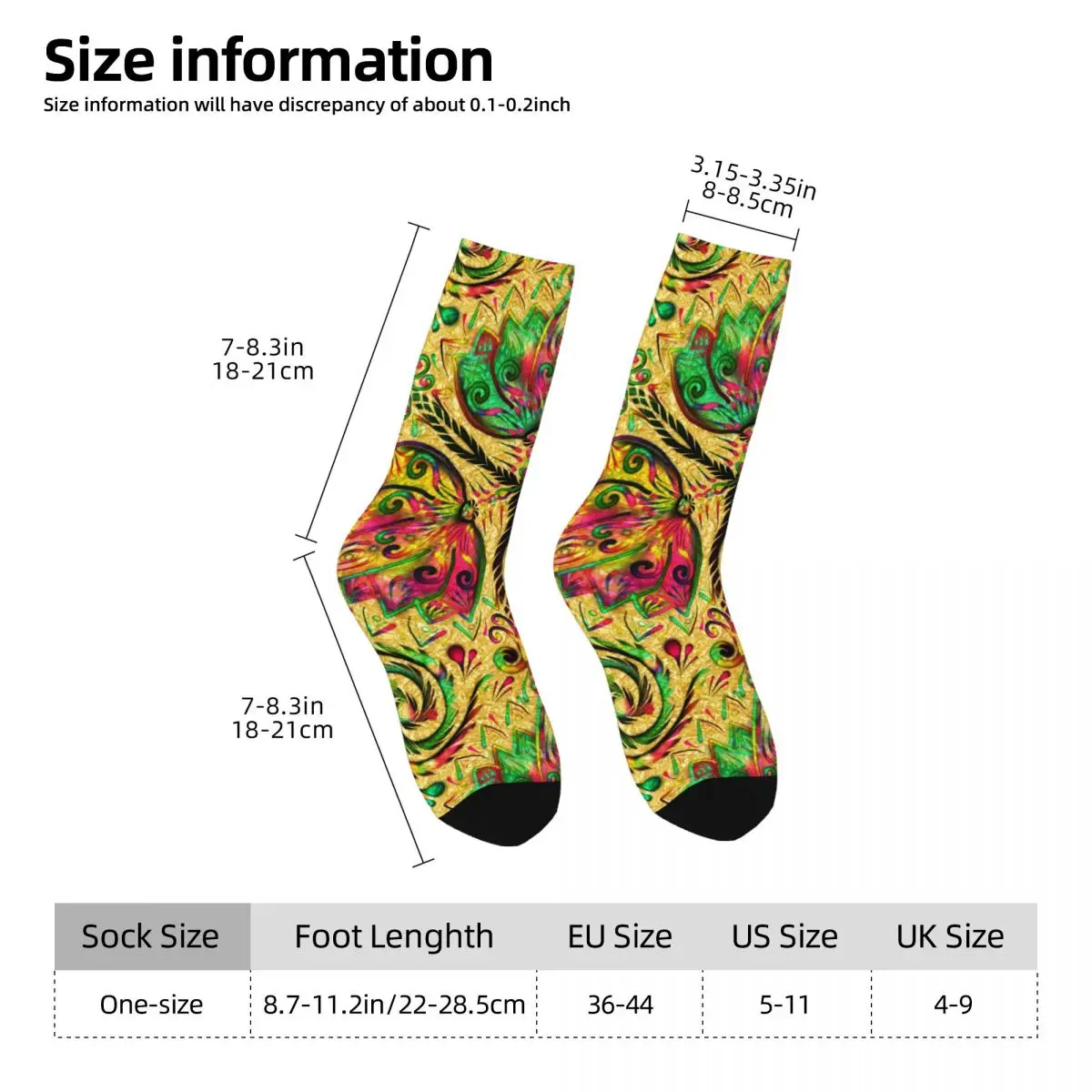 Funny Crazy Sock for Men Colorful Lotus Flower Mandala Hip Hop Vintage Boho Seamless Pattern Printed Boys Crew Sock Novelty Gift