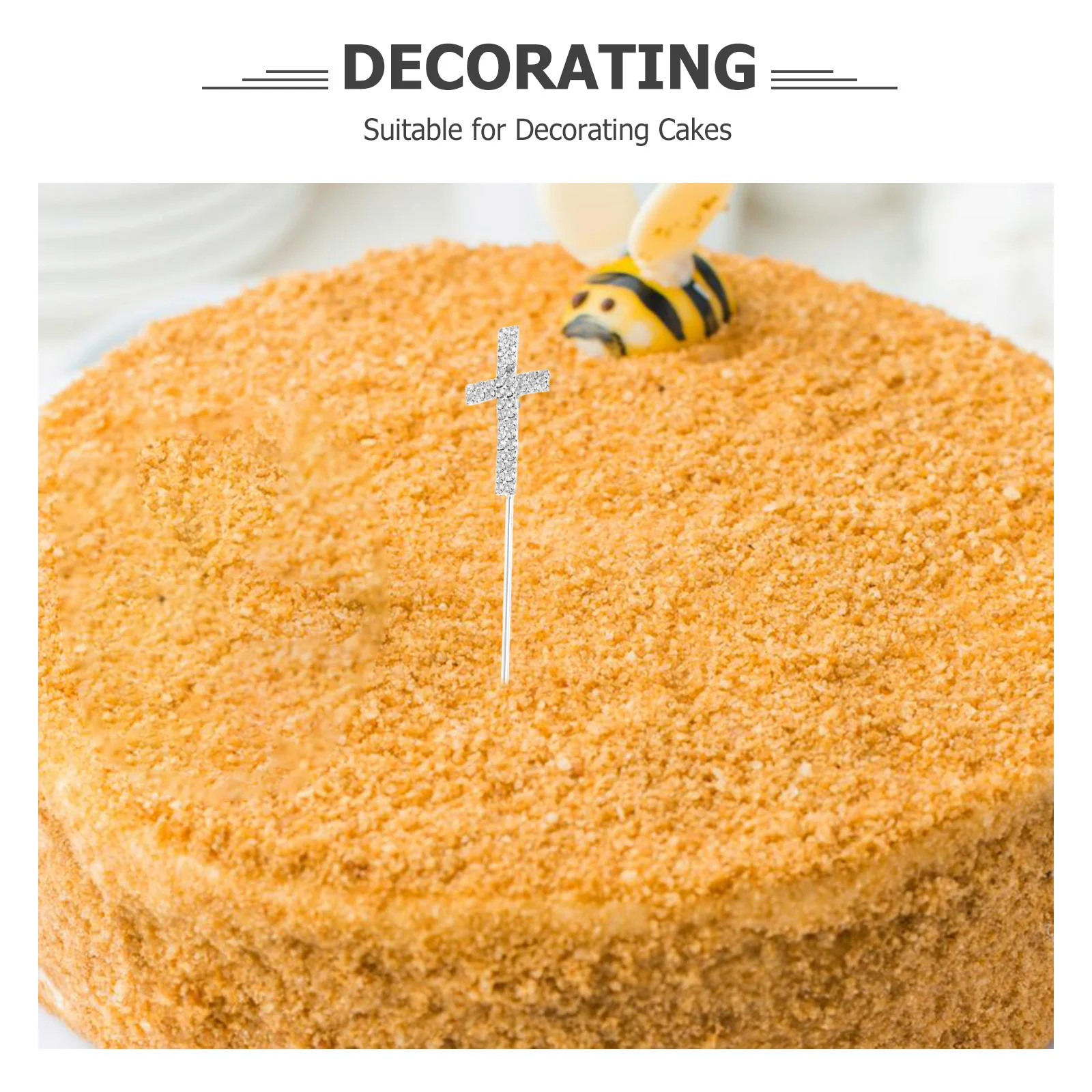 Adorno para tarta con diamantes de imitación, 2 uds., cruz, diamantes de imitación azules, selecciones de frutas, decoración, mosaico blanco, magdalenas de fiesta