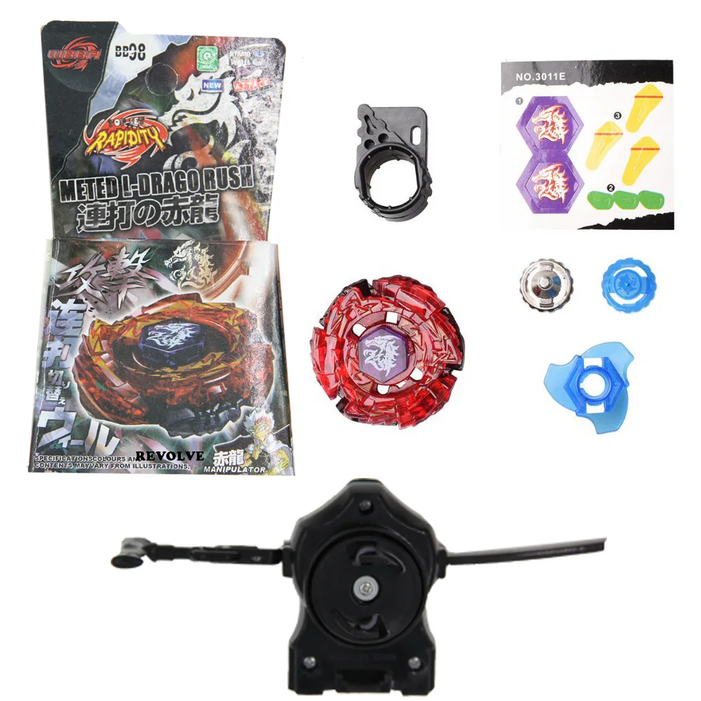 B-X TOUPIE BURST BEYBLADE dranzer s L drago Rush Red Dragon bb-98 Embalaje Simple + Lanzador de Línea Negra