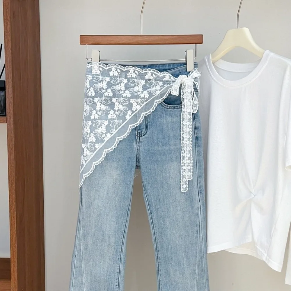 

Trendy Jeans Decor Lace Fart Curtain Pretty Slim Fit Women's Scarf Versatile Y2K Hip Curtain for Women