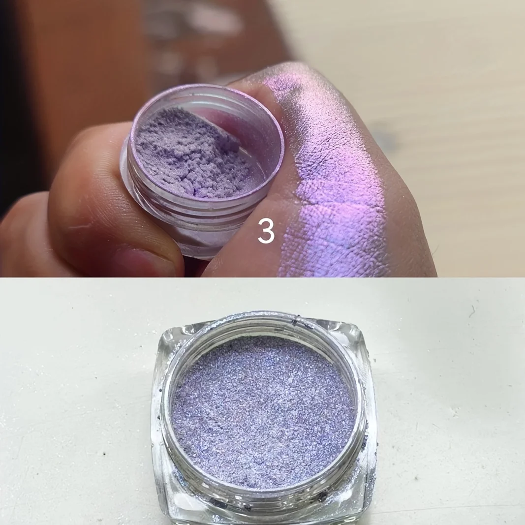 1PC Chameleon Glitter Eyeshadow Powder, Metallic Ultra-Fine Highlighter Chrome Blue Purple Shiny Powder, Multifunction Makeup