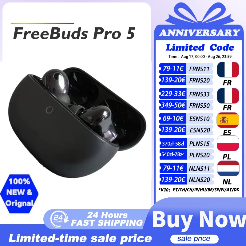 Globale Version HUAWEI FreeBuds Pro 5 Kabellose Ohrhörer KI-Geräuschunterdrückung Ultra Immersiver Klang Stabile Anrufe IP57