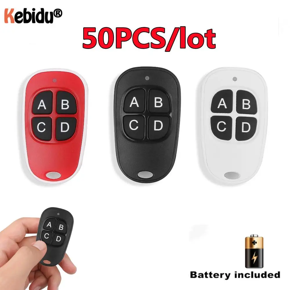 

50PCS 433Mhz RF Wireless Remote Control Copy Code Remote 4 Buttons Electric Cloning Gate Garage Door Auto Keychain 433.92mhz