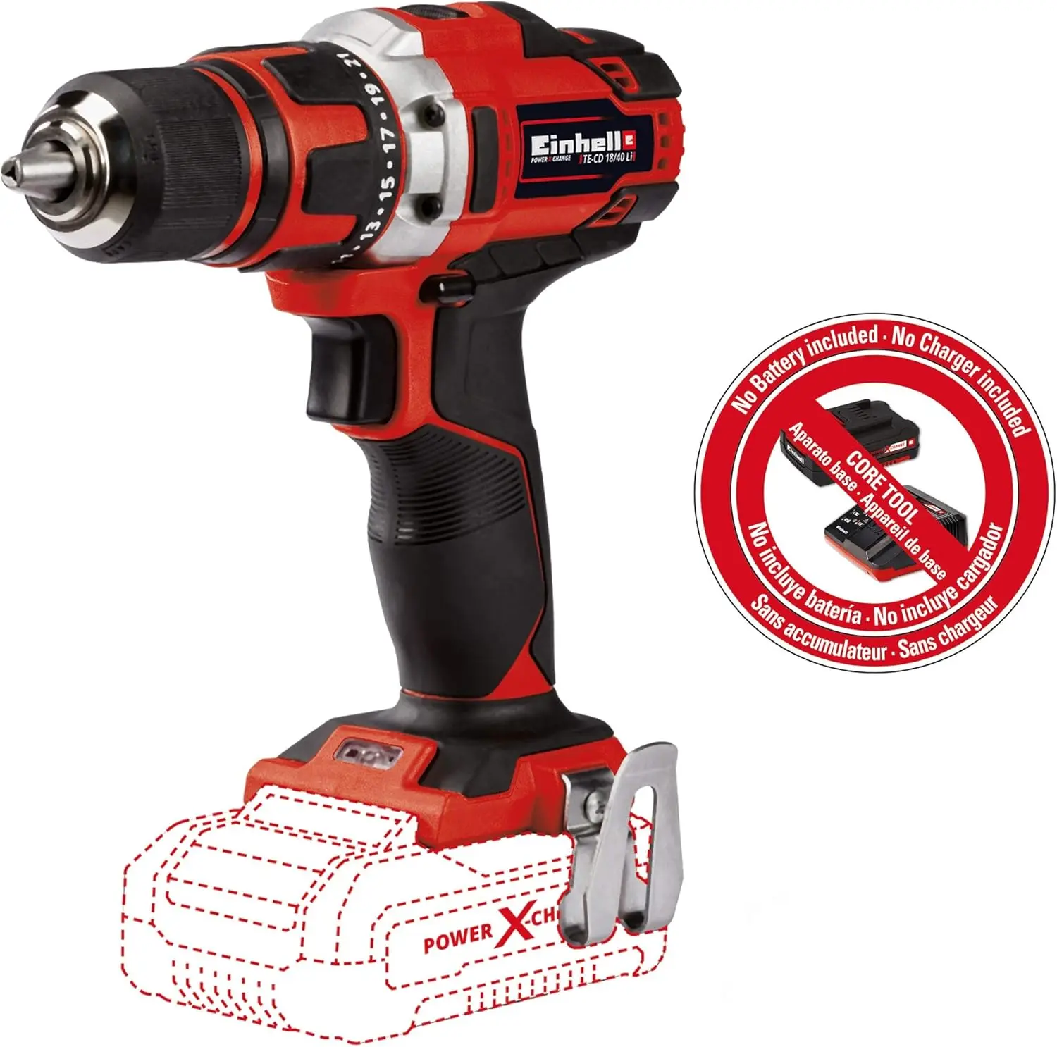 

TE-CD Power X-Change 18-Volt Cordless 1/2-Inch, MAX 1500 RPM, 354 Inch-lbs, Cordless Drill/Driver w/Belt Clip, LED, Soft Grip, 2