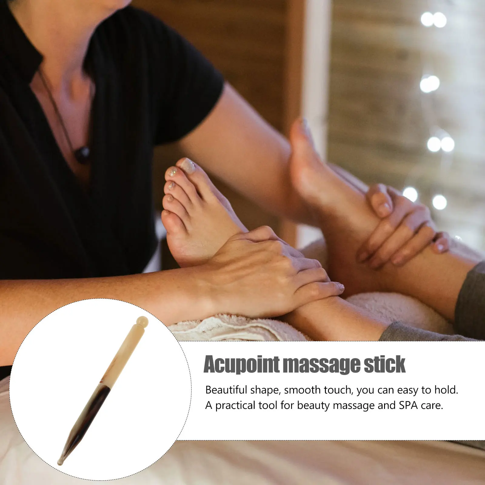 

1 шт., массажная ручка с бычьим рогом для лица, шеи, спины, соскабливающий терапевтический инструмент, портативный массажер для красоты, спа-ухода для женщин и мужчин