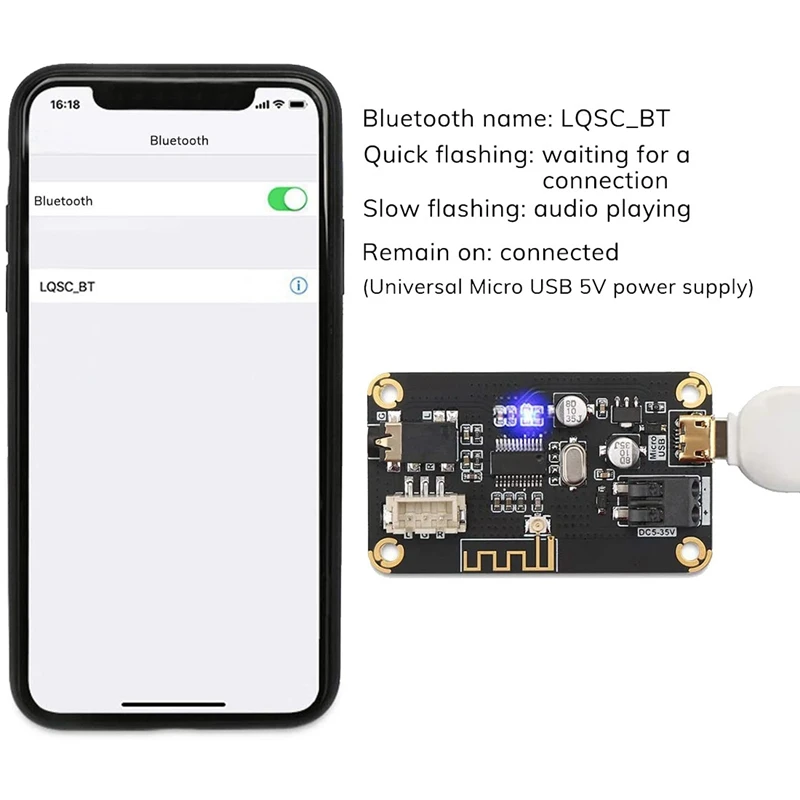 โมดูลรับสัญญาณบลูทูธสเตอริโอเสียง, Mp3 Bluetooth 4.2 DIY ถอดรหัส DC5V-35V เพลงไร้สายรับโมดูล