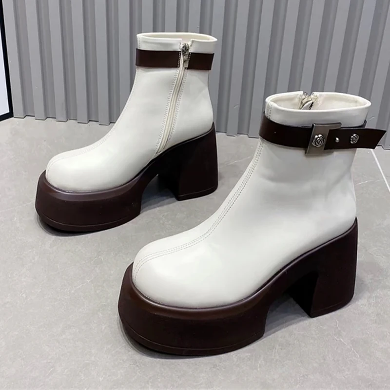 

High Heels Women's Ankle Boots Fashion Chunky Dress Shoes Luxury New Winter Boots 2025 Designer Pumps Goth Mujer Chelsea Botas