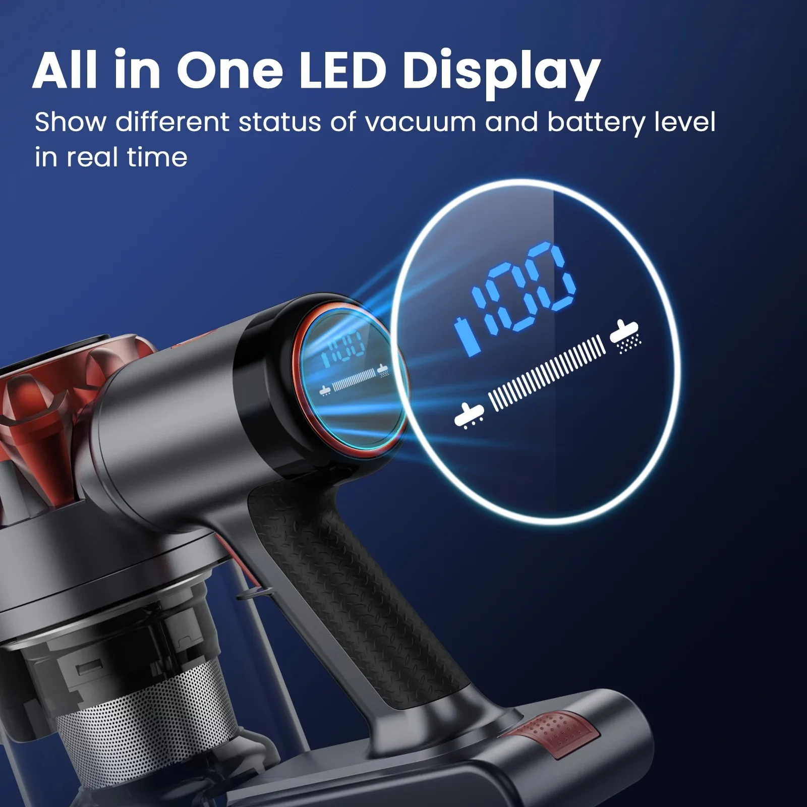 INSE S3 Cordless Vacuum Cleaner 30Kpa 55Mins Running Time Wireless Hand Vacuum Cleaner with Touchscreen for Home Pet Hair Carpet