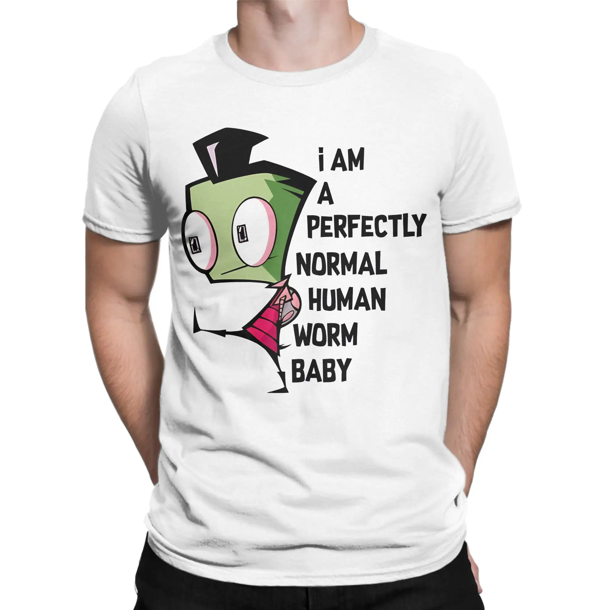 Perfectly Normal Human Worm Baby T Shirts Men Cotton Novelty T-Shirts Crewneck Invaders Zims Tees Short Sleeve Clothing