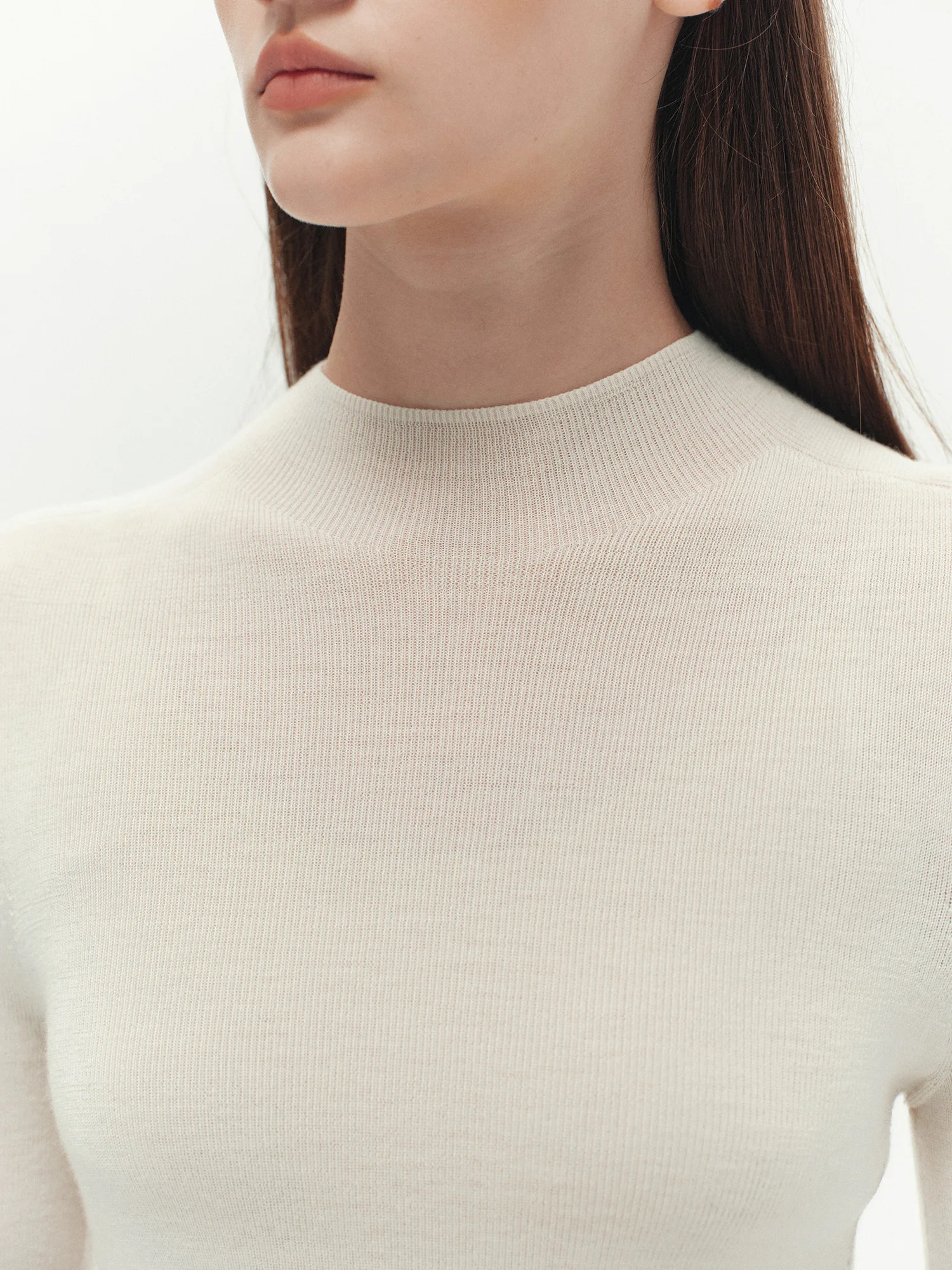 

Белый вязаный шерстяной топ с высоким воротником, удобный, с длинными рукавами, машинная стирка, для деловых женщин