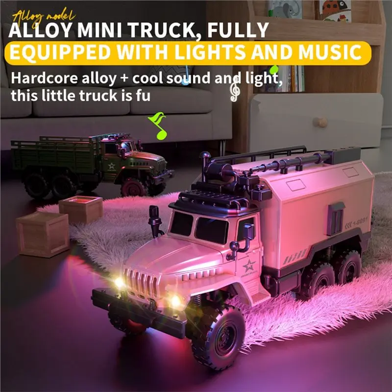 ABUM-1: 64 Desktop Mini Alloy Card Remote Control Card Four-Wheel Drive Six Wheel Transport Vehicle Simulation Model Toy 8D