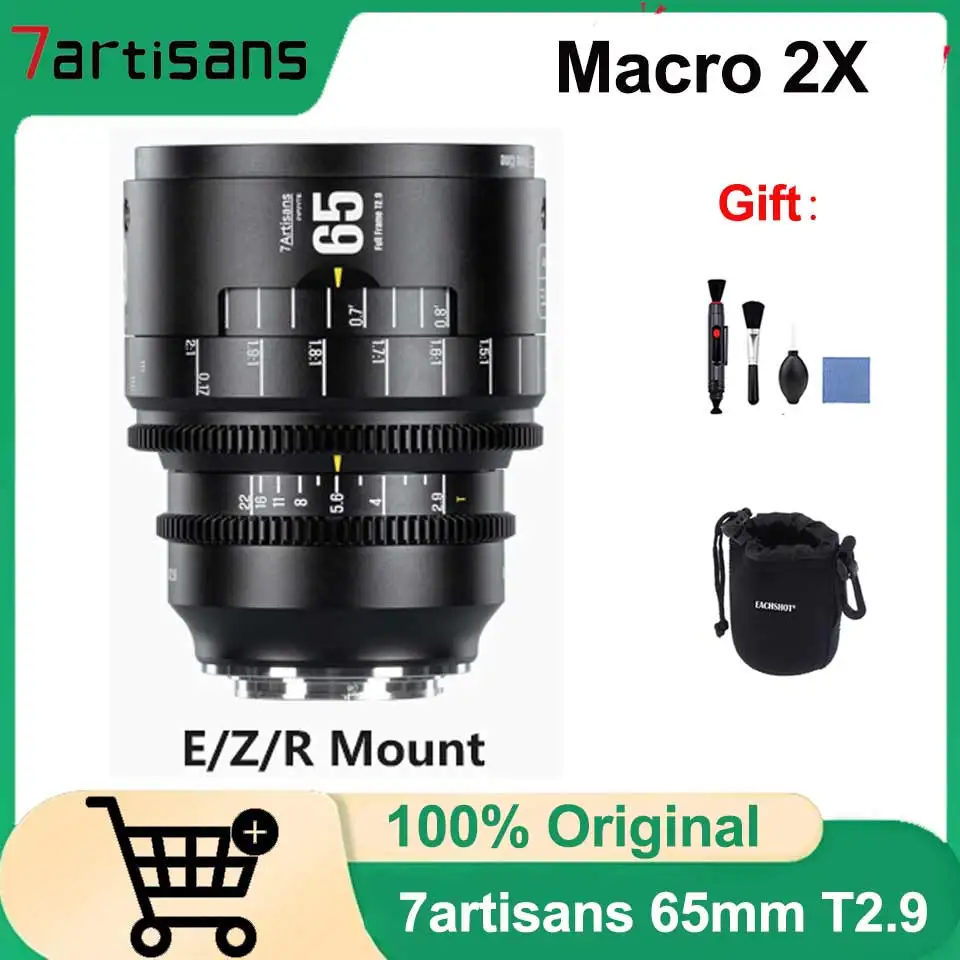 7artisans 65mm T2.9 Macro 2X Full Frame Manual Fixed Focus Macro Lens INFINTE Cine Lens for Canon RF/Nikon Z/Sony E Mount