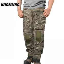 KIICEILING Cargo Pants Men Multicam Camouflage Assault Tactical Pants Work Uniform Water Repellent Ripstop Trousers