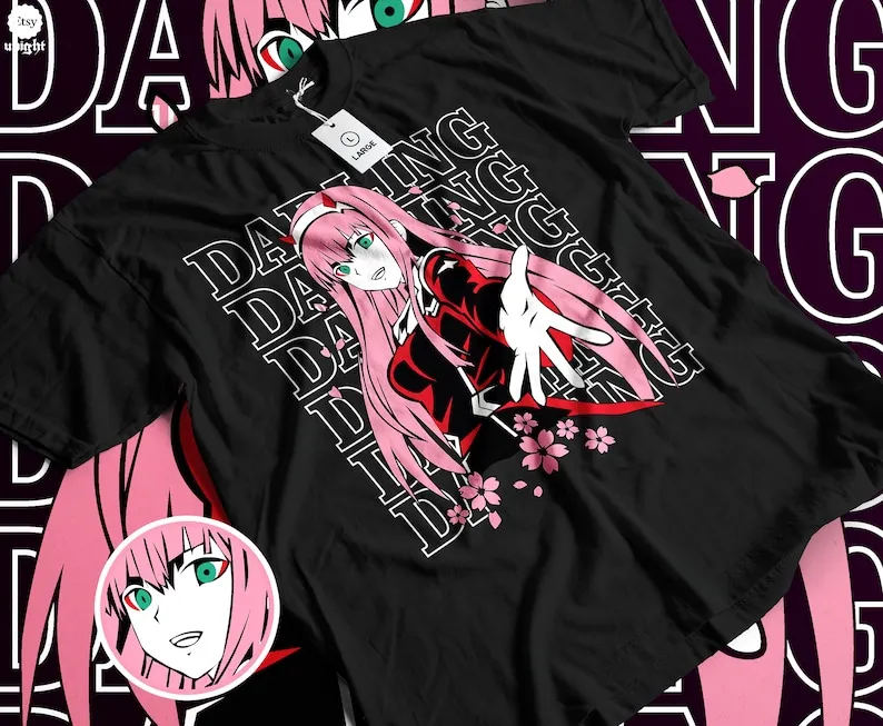 

Anime Unisex Code 002 Partner T-shirt - PinkPullover, Darling Pilot Top, Series Sweater, Mech Companion Garment, Sci-Fi Love