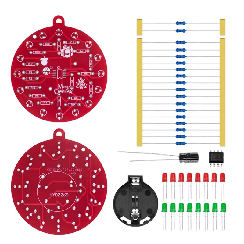 NE555 LED Blinkende PCB Löten DIY Kit Weihnachtsbaum Dekoration Rot Grün Blinklicht Löten Praxis Board