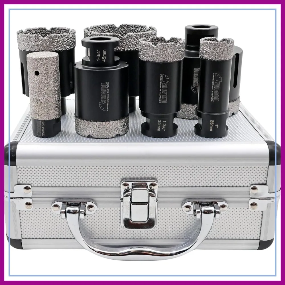 

Diamond Core Drill Bits Set 7-Piece Hole Saw for Porcelain Tile Ceramic Marble Brick Vacuum Brazed 25-76mm