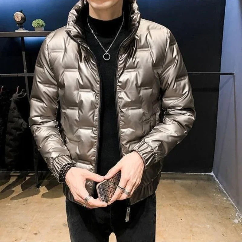 Thick Quilted Padded Jacket Man Stand Collar Warm Novelty In Luxury Designer Harajuku Fast Delvery New Cold Winter Coat for Men