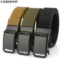 TUSHI New Premium Automatic Buckle Canvas Belt Durable Tactical Workwear for Men Stylish Outdoor Pants Belt with Quick Releas
