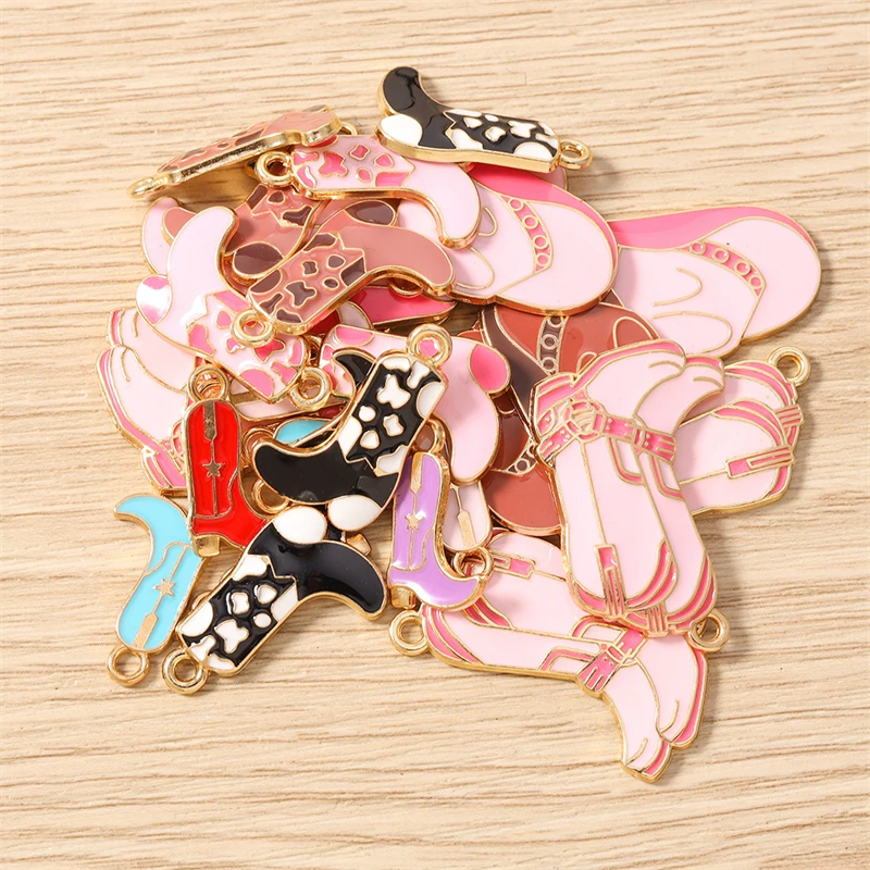 

10pcs Cute Mix Enamel Boots Hat Charms Pendants for Making Drop Earrings Necklaces Bracelets DIY Crafts Jewelry Accessories