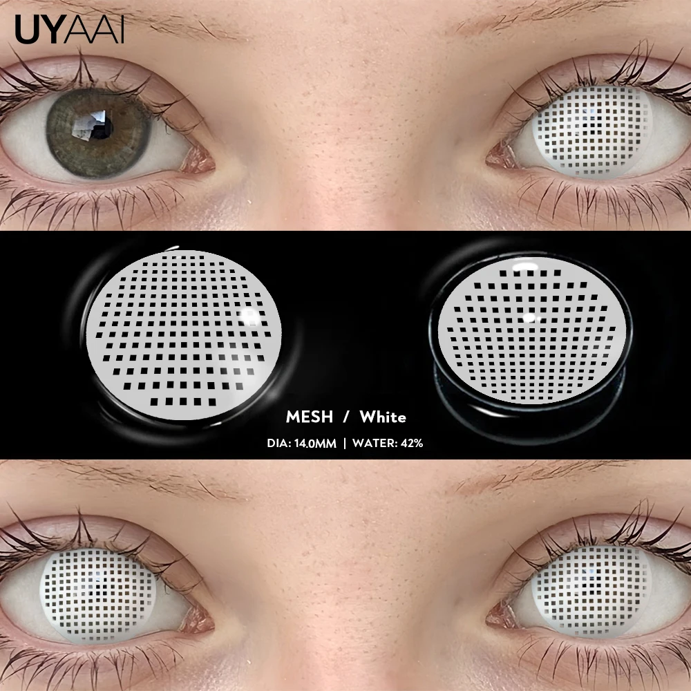 UYAAI Farbkontakt Cosplay Farbe Schüler Make-up Schönheit Grüne Linse 14,5 mm Schwarze Linse Frau Cosplay Rote Linse Halloween Weiße Linse – Detail 5