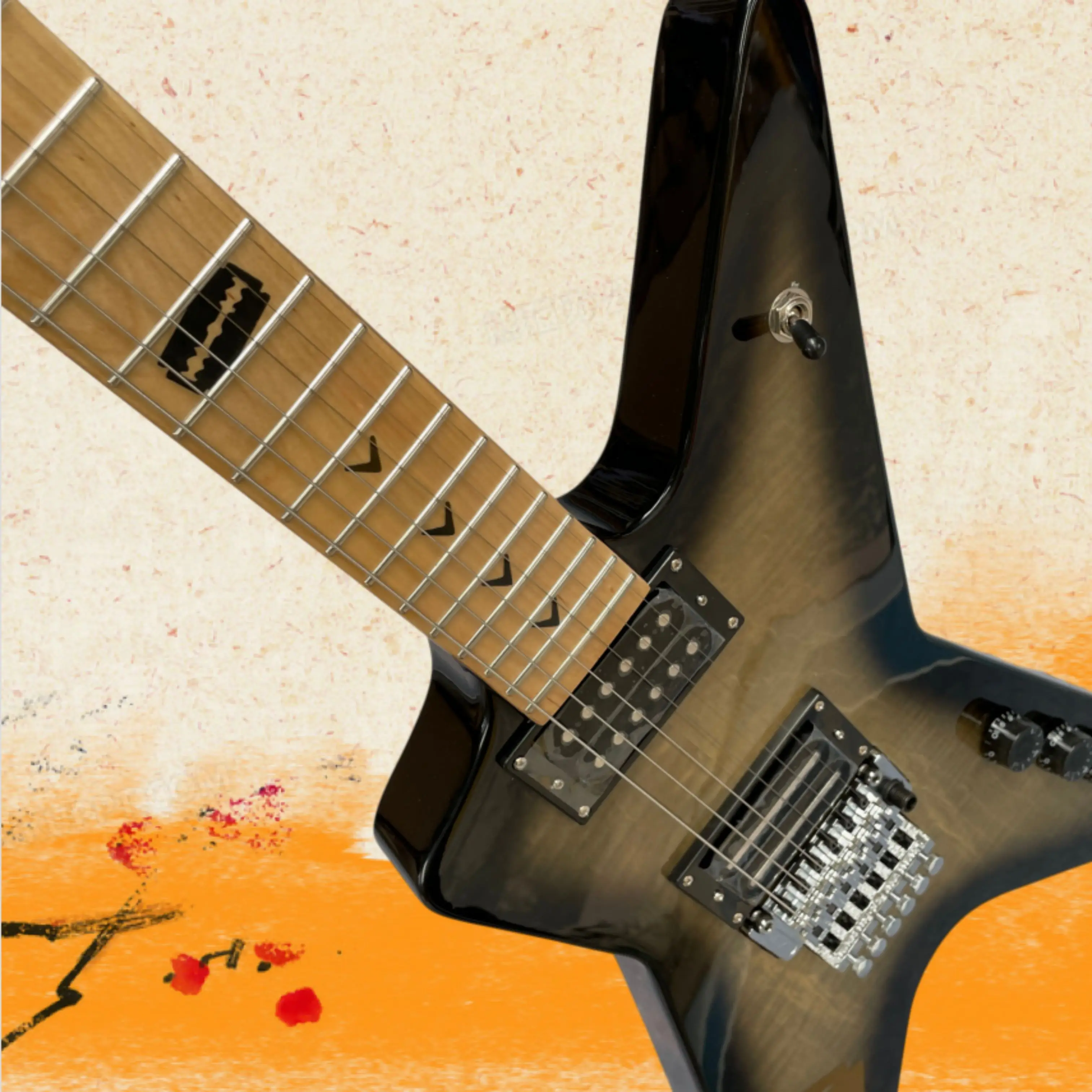 New Electric Guitar,Tiger Veneer & Maple Fingerboard,tone is clear,bright,transparent Guitars,Rock Stage Performance Guitarra