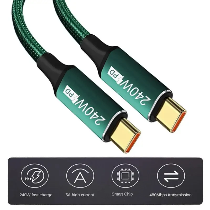 Data Cable Computer Charging Cable PD 240W Laptop Power Cable 5A Fast Charge With Typec Highpower Mobile Phone Braided Cable