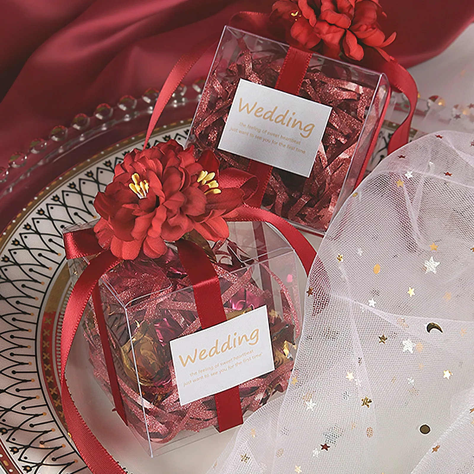 10 pcs 4x4x4 Pet Cake Wedding Wedding Favors With Lids With Lidsations Plastic Pvc Packing Box Transparent Clear Treat