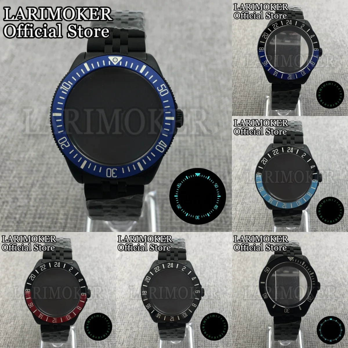 Tactical Frog FX-Diving  40mm Domed Sapphire Glass Black Case Luminous Beze Stainless Steel Strap Fit NH35 PT5000 Replacement Pa