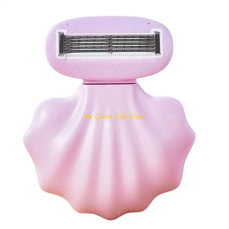 M7DF Stainless Steel Blade Folding Tool for Body Hair Grooming, with Shell-Shaped Housing and Space-Saving Travel Storage