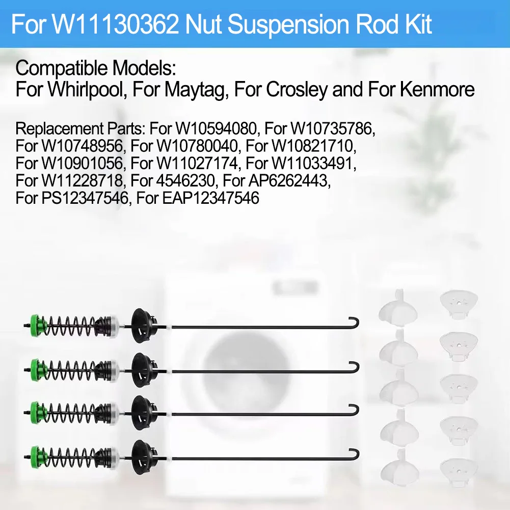 Plastic Suspension Rods W11130362 4 pcs 59cm Length for Shock Absorption in Industrial and Workshop Environments