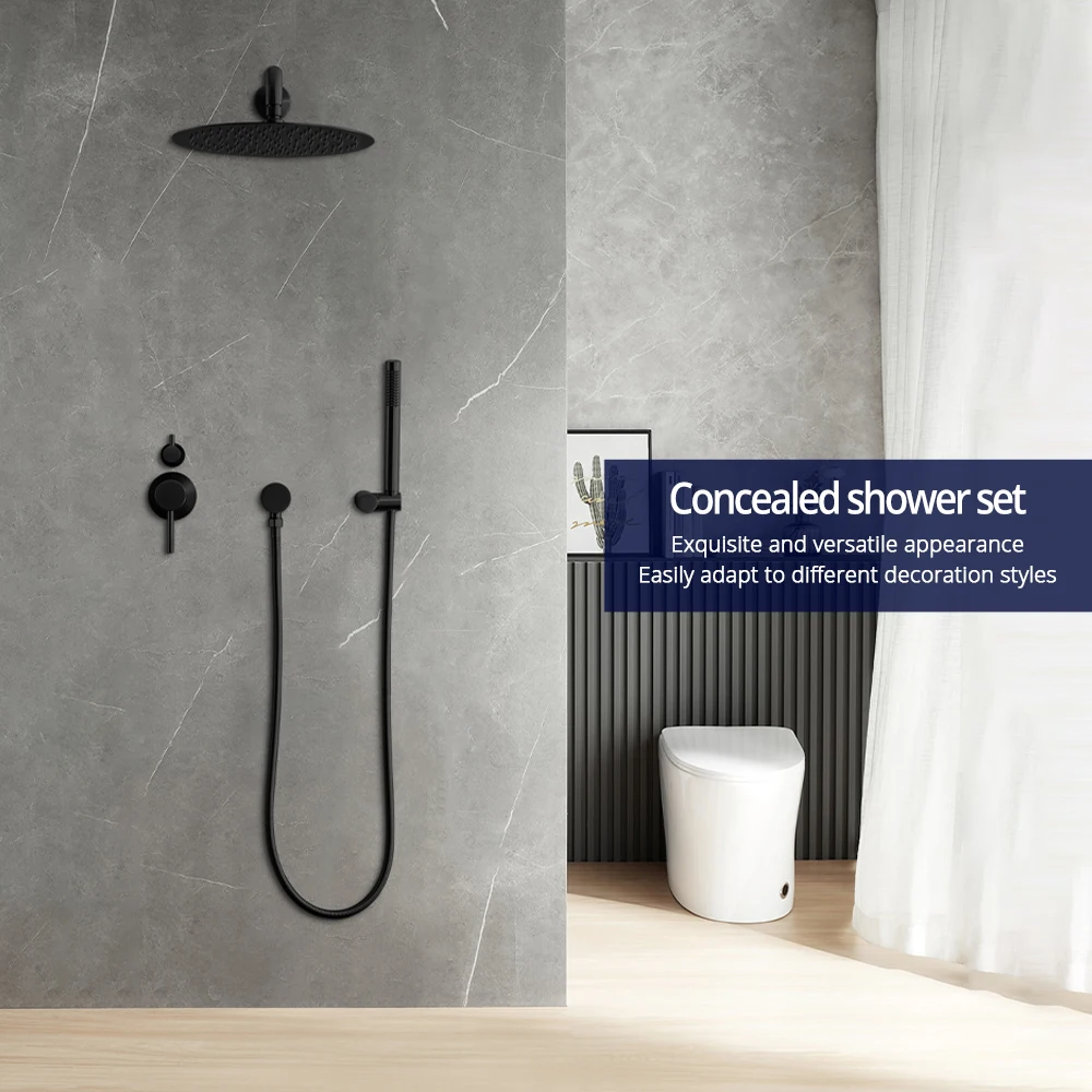 10 Inch Gunmetal Shower System Set 2 Function Shower Faucet Divide Wall Mounted Hot And Cold Shower Tap Bathroom Shower KIt