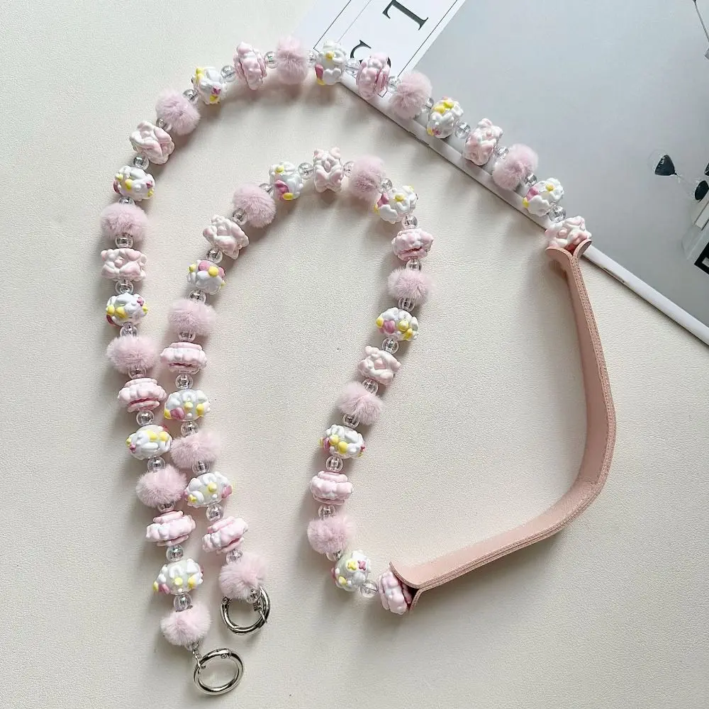 New Long Mobile Phone Lanyard Plush Universal Mobile Phone Strap Hand-painted Beaded Colorful Sling Belt Clip Chain