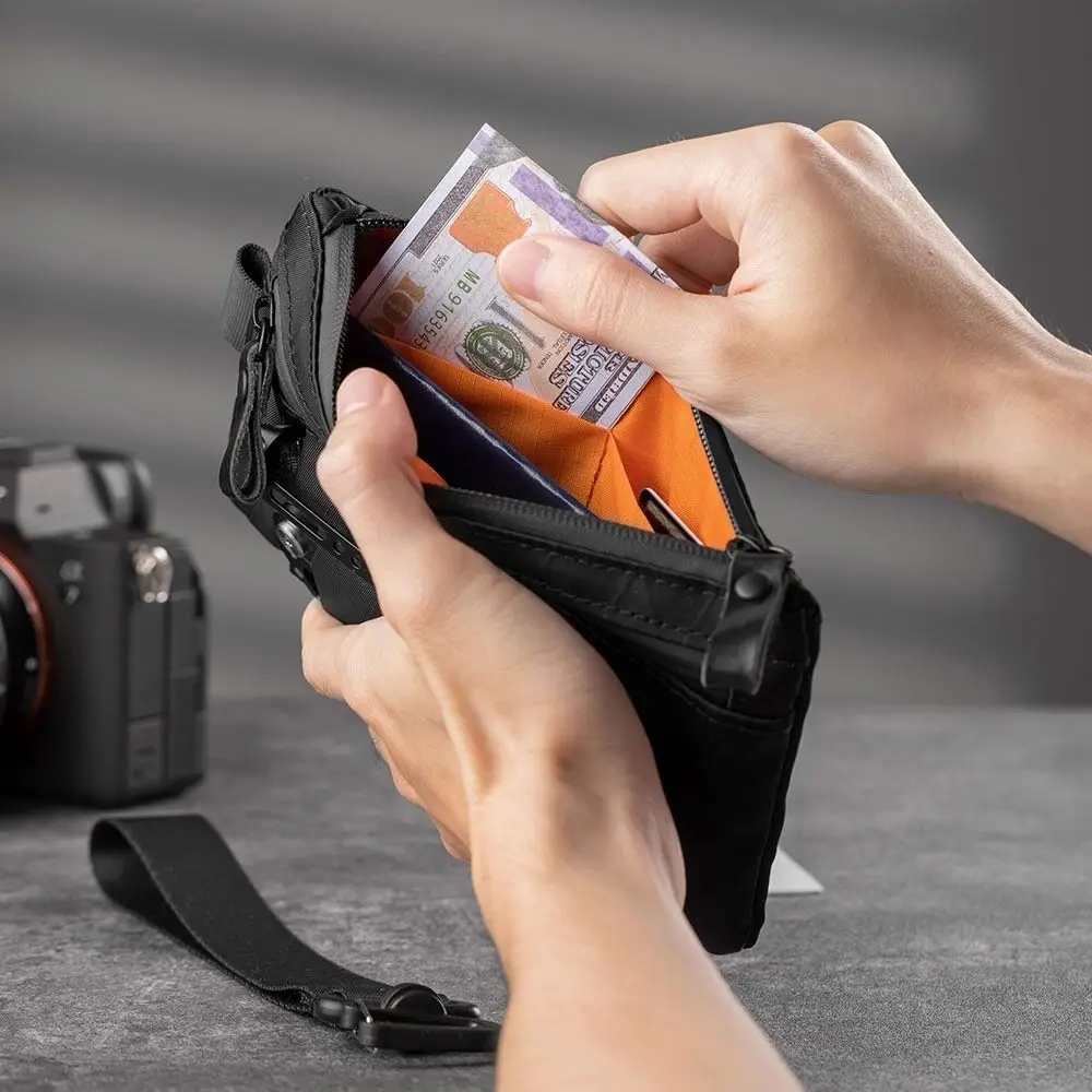 All-in-One Weatherproof Men's Functional Wallet RFID Blocking with Wristband Zipper Clutch External Slots Coin Purse Travel