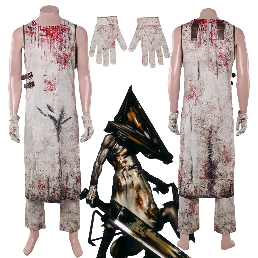 

Игровой возврат, бесшумный костюм для косплея, костюм красной пирамиды с кровавыми пятнами, комплект одежды, перчатки, наряды на Хэллоуин, карнавальная вечеринка, для взрослых мужчин