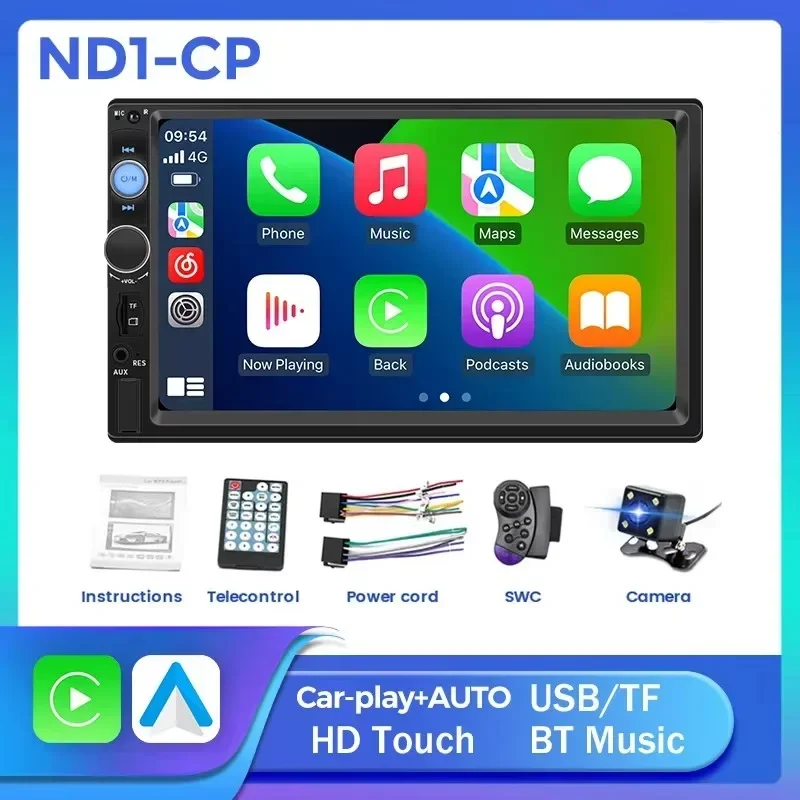 7" 2Din Universal Car Radio HD Touch Screen for Carplay Android Auto Multimedia Video Player MP5 BT USB TF FM Stereo All in One