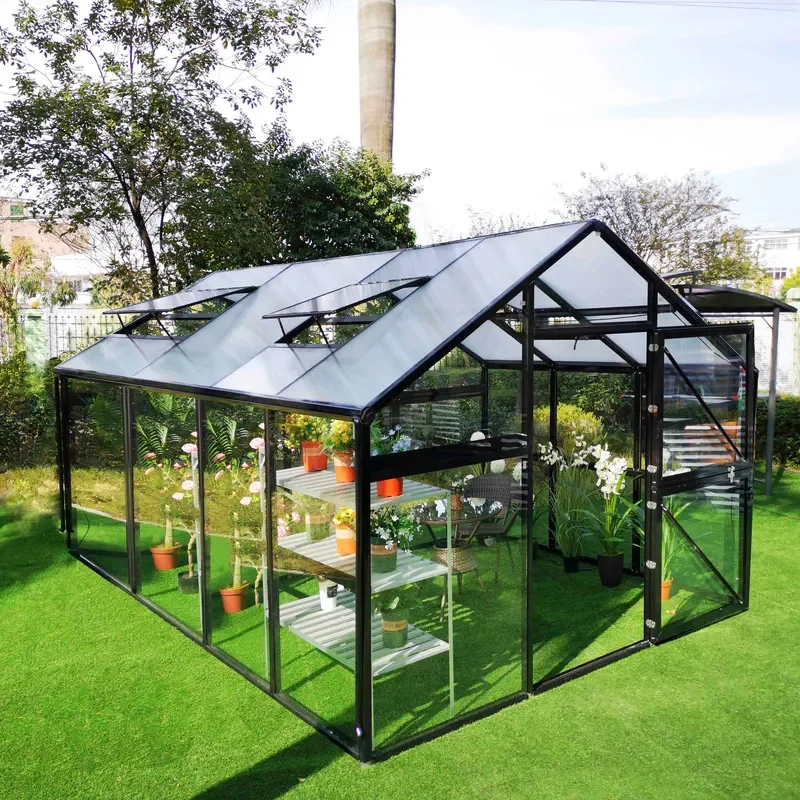 Custom Courtyard Sunroom Small Garden Greenhouse Portable Glass Green House Polytunnel Walk-in Greenhouse for Villa