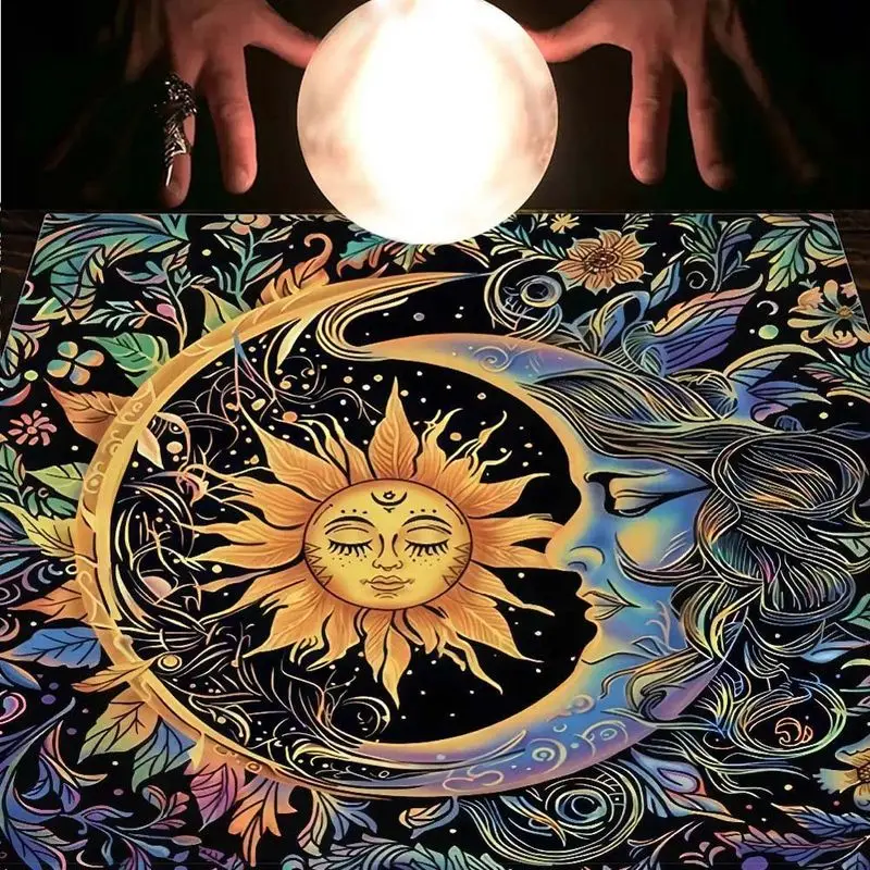 VIKAMA pink dreamcatcher crescent moon feathers tarot tablecloth oracle card spread crystal grid spiritual altar decor