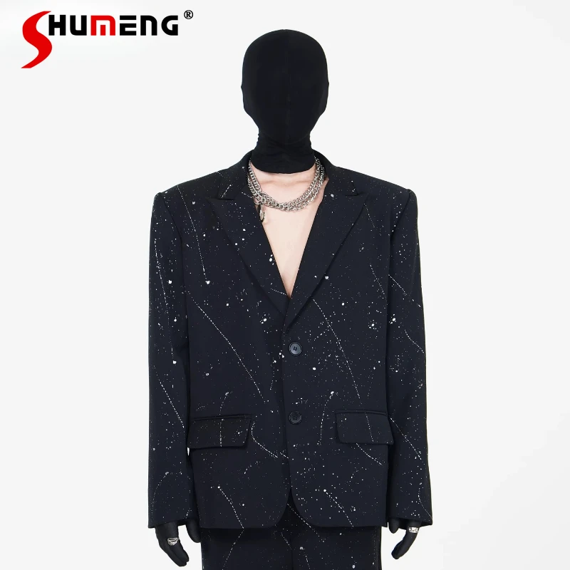 

Men's Women's Original Design Suit Jackets Bright High-end Shoulder Padded Blazers 2025 Autumn New Personality Tailored Coats