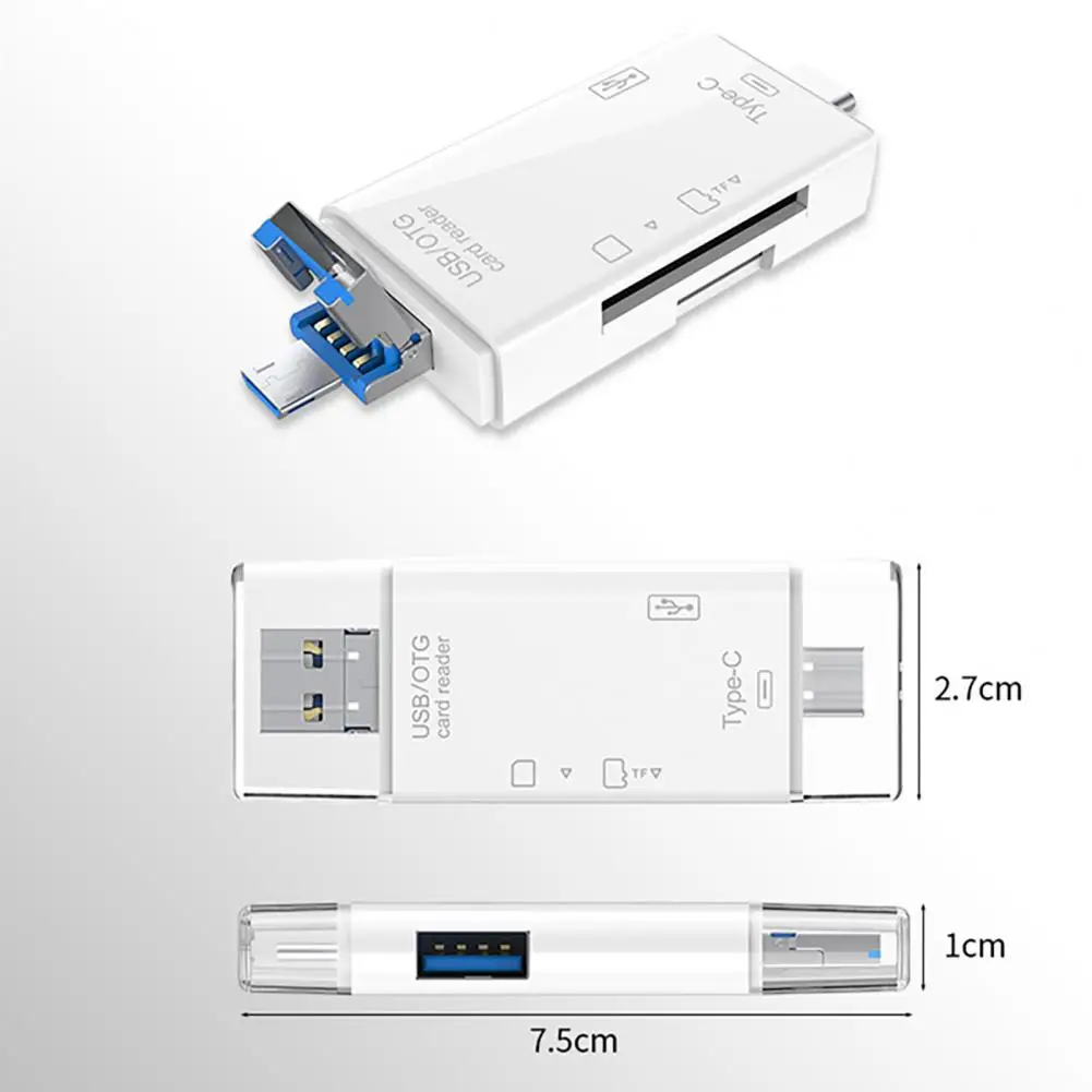 6-in-1 Multifunctional USB 3.0 Card Reader Mini Type-C TF-SD Card Reader OTG Adapter For Mobile Phone
