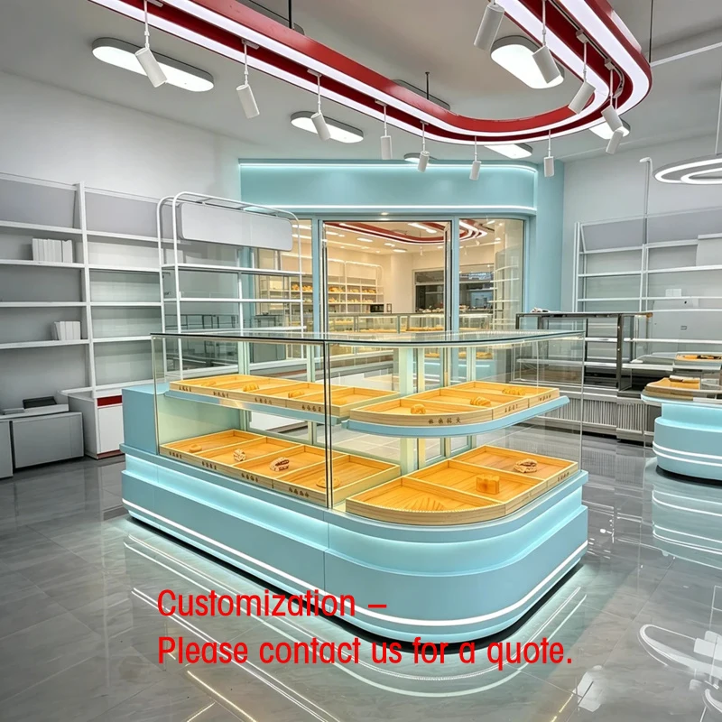 custom.Arched, Front-opening Bakery Display Cabinet; Custom-made Bakery Glass Display Cabinet with LED Lighting