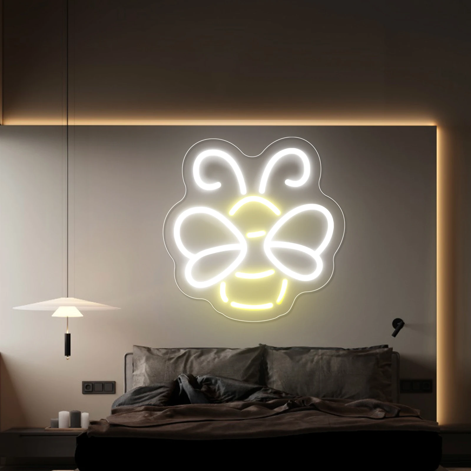 

Bee Shaped Yellow Decor Neon Sign USB Powered ForBedroom Room bedroom Wall Decoration Neon Signs For Holiday Party LED Neon Lamp