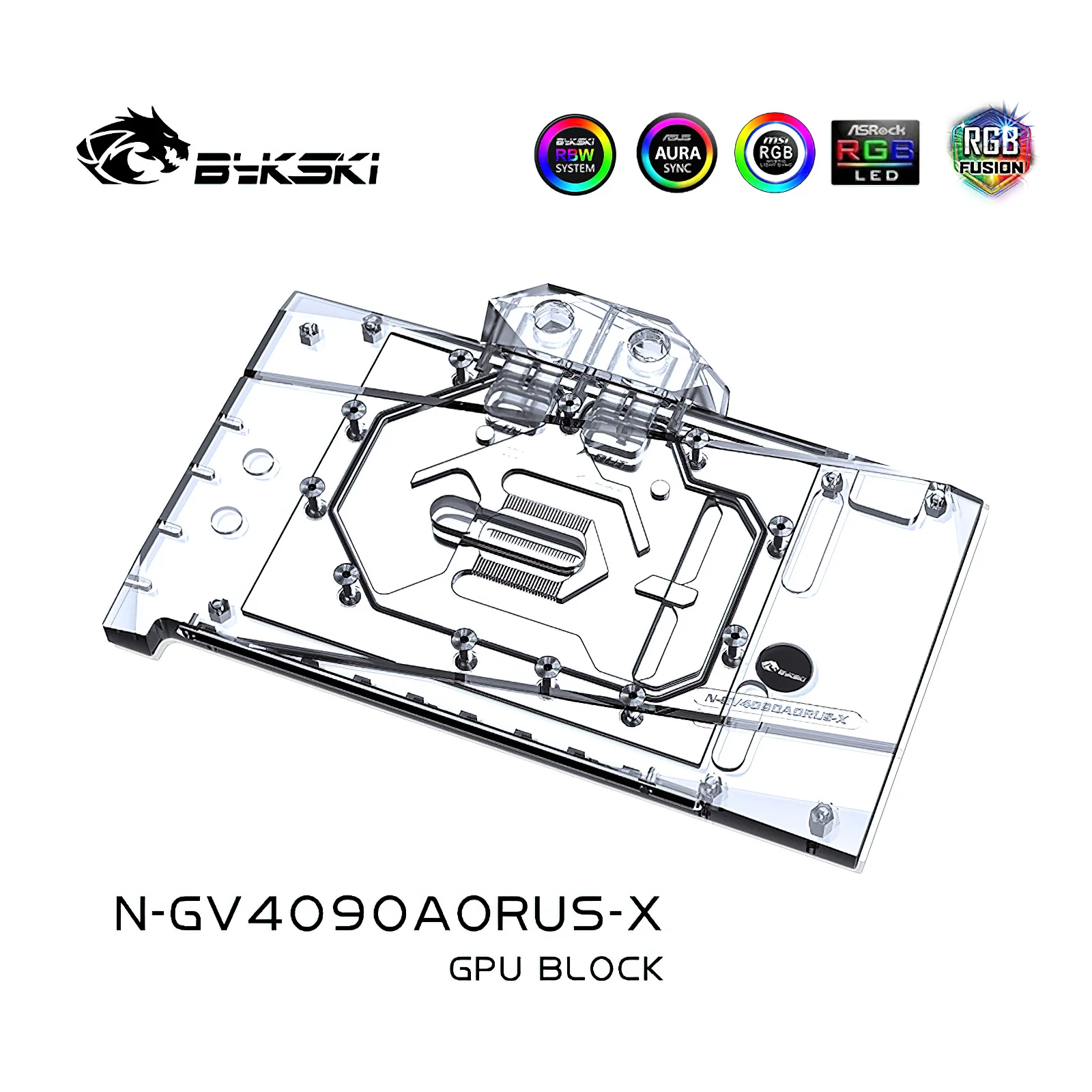 Imagem -03 - Bykski Cobertura Completa Rgb Gpu Bloco de Resfriamento Água com Placa Traseira para Giga 4090 Aorus Gaming N-gv4090aorus-x