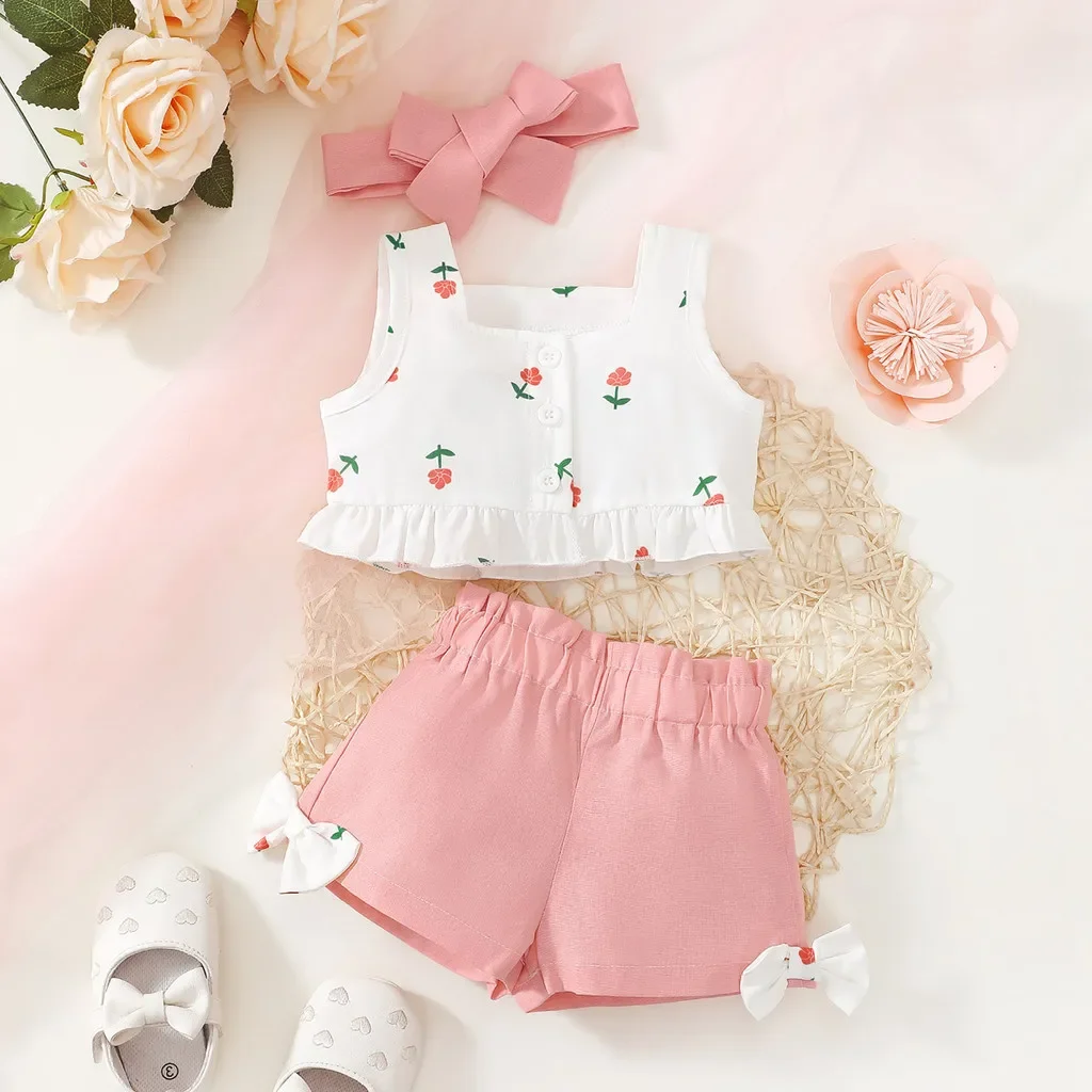 conjunto-de-roupas-infantis-para-meninas-2-pecas-sem-mangas-estampa-de-flores-colete-shorts-rosa-bandana-doce-fofo-roupa-de-festa-para-criancas-de-0-a-2-anos