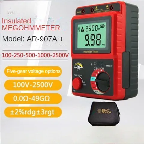 AR907+/AR907A+ SMART Sensor Digital High Voltage Insulation Resistance Tester Meter Voltage Meter  Testing Multimeter