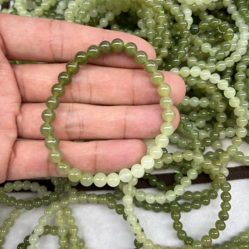 Natural Gradient Color 6Mm Single Strand Hetian Jade Bracelet
