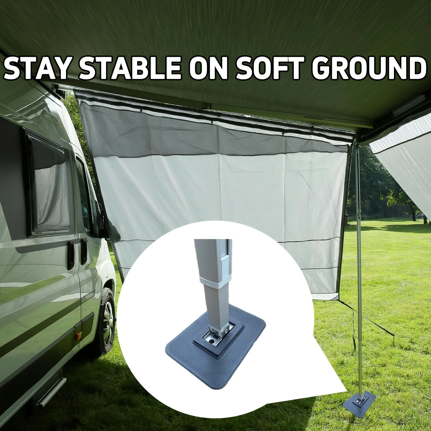 2Pc RV Awning Support Footplates, Suitable for  Heavy Stabilizer Base, Suitable for Soft Ground, Camping RV Accessories